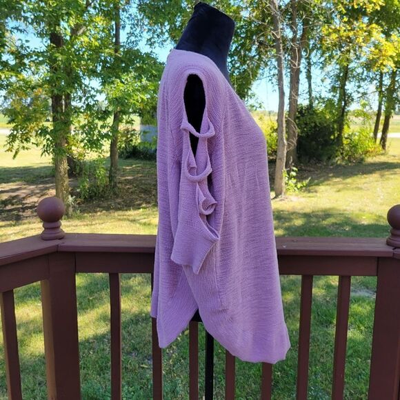 Express Lavender Short Ladder Sleeve Round Neckline Cotton-Blend Top Size PL - Picture 5 of 12